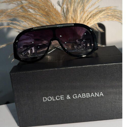 Dolce & Gabbana DG6202 shield sunglasses in black with dark grey lenses